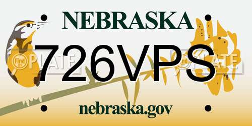726VPS Nebraska License Plate