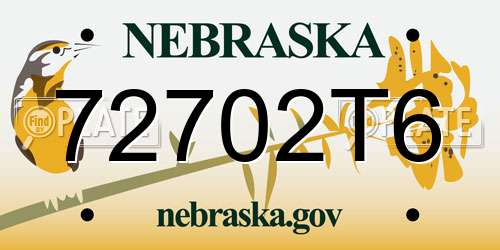72702T6 Nebraska License Plate