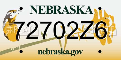 72702Z6 Nebraska License Plate
