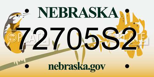 72705S2 Nebraska License Plate