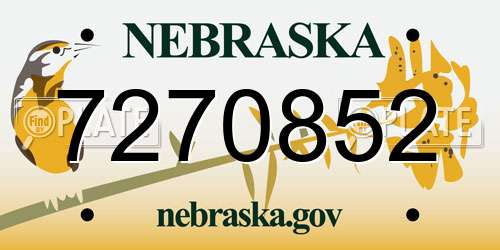 7270852 Nebraska License Plate