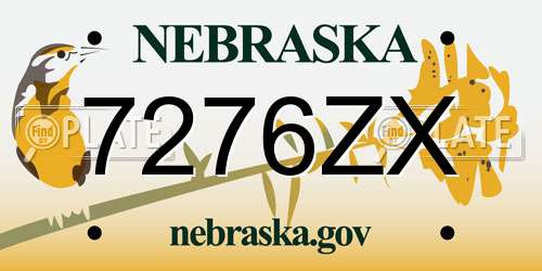 7276ZX Nebraska License Plate