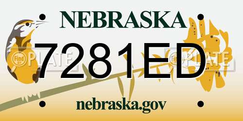 7281ED Nebraska License Plate