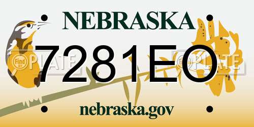7281EO Nebraska License Plate