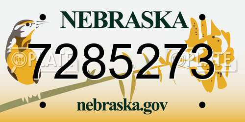 7285273 Nebraska License Plate