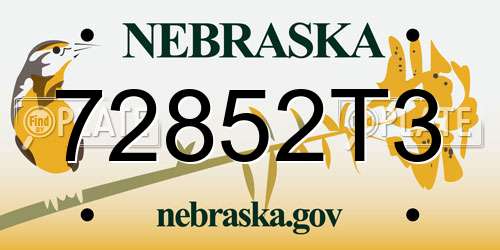 72852T3 Nebraska License Plate
