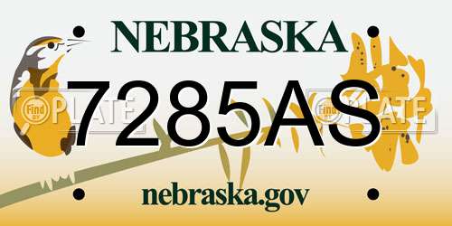 7285AS Nebraska License Plate