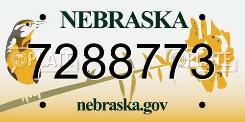 7288773 Nebraska License Plate