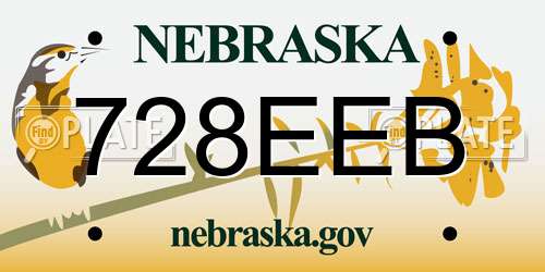 728EEB Nebraska License Plate