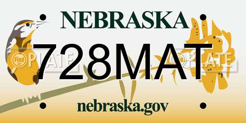 728MAT Nebraska License Plate