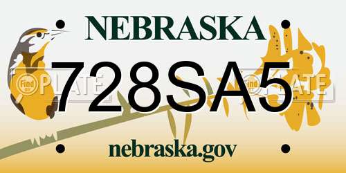 728SA5 Nebraska License Plate