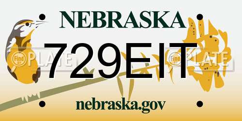 729EIT Nebraska License Plate
