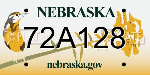 72A128 Nebraska License Plate