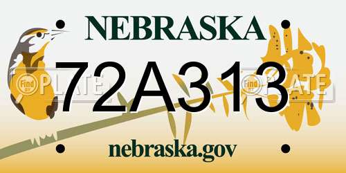 72A313 Nebraska License Plate