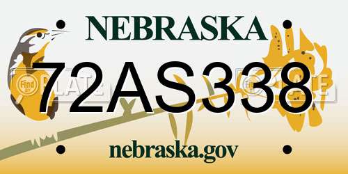 72AS338 Nebraska License Plate