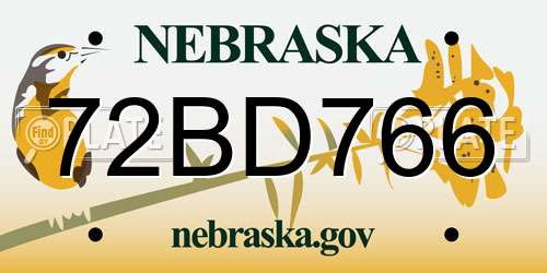 72BD766 Nebraska License Plate