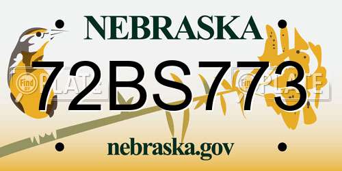72BS773 Nebraska License Plate