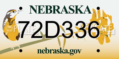 72D336 Nebraska License Plate