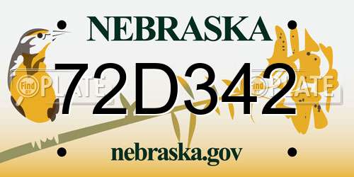 72D342 Nebraska License Plate