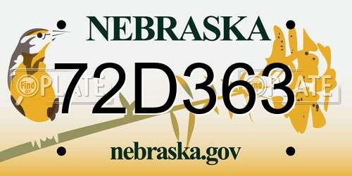 72D363 Nebraska License Plate