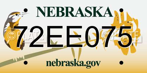 72EE075 Nebraska License Plate