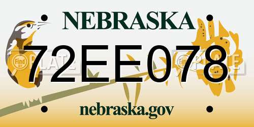 72EE078 Nebraska License Plate