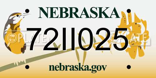 72II025 Nebraska License Plate