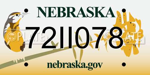 72II078 Nebraska License Plate