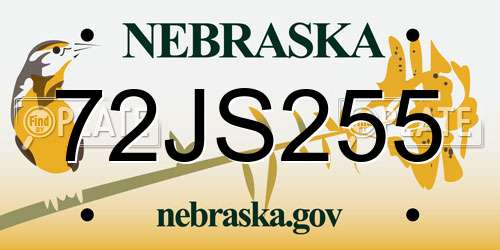 72JS255 Nebraska License Plate