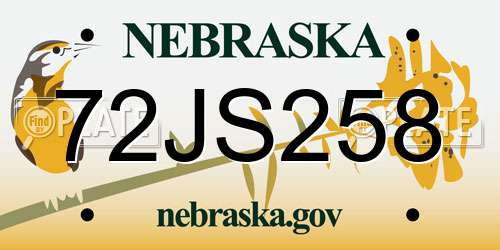 72JS258 Nebraska License Plate