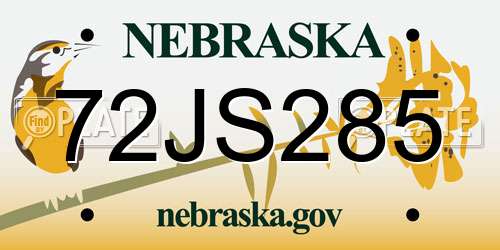 72JS285 Nebraska License Plate