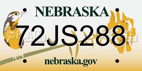 72JS288 Nebraska License Plate