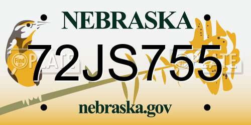 72JS755 Nebraska License Plate