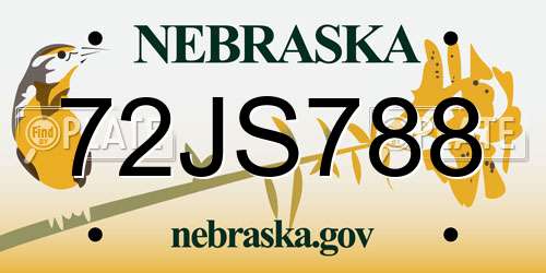 72JS788 Nebraska License Plate