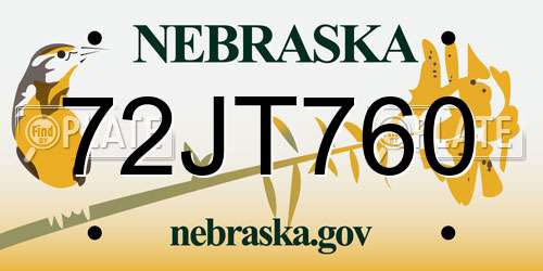 72JT760 Nebraska License Plate