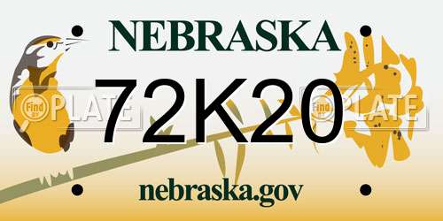72K20 Nebraska License Plate