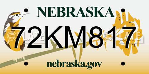 72KM817 Nebraska License Plate