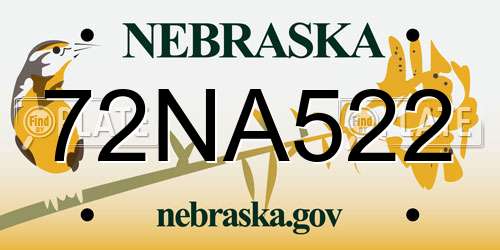 72NA522 Nebraska License Plate