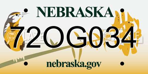 72OG034 Nebraska License Plate