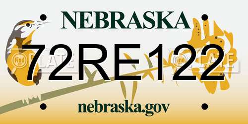 72RE122 Nebraska License Plate