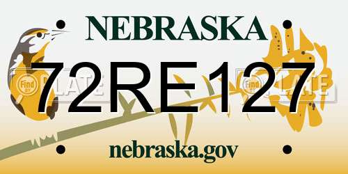72RE127 Nebraska License Plate