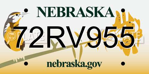 72RV955 Nebraska License Plate