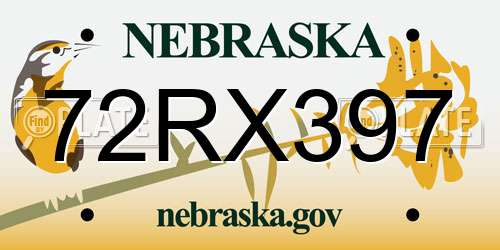 72RX397 Nebraska License Plate