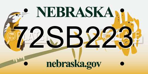 72SB223 Nebraska License Plate