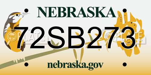 72SB273 Nebraska License Plate