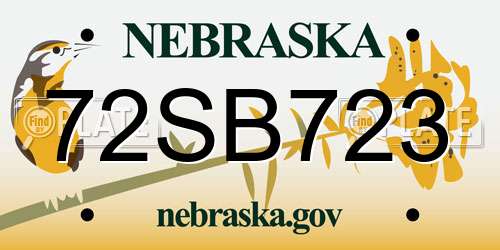 72SB723 Nebraska License Plate