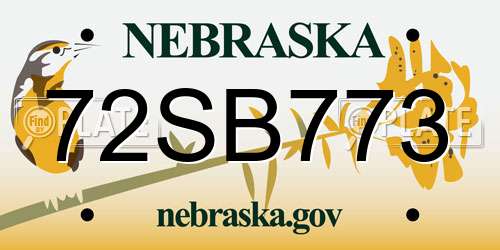 72SB773 Nebraska License Plate
