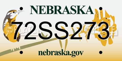 72SS273 Nebraska License Plate