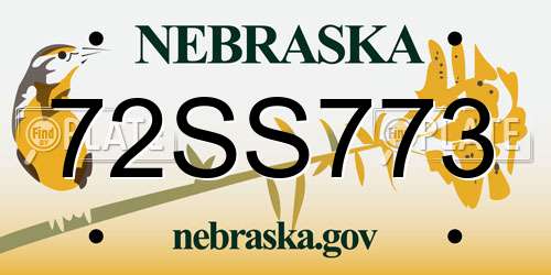 72SS773 Nebraska License Plate