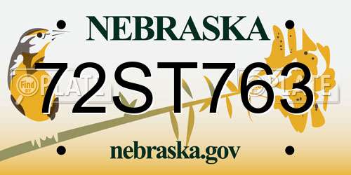 72ST763 Nebraska License Plate